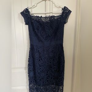 chinese dress ladies Verity Navy Lace Long SLeeve Mini Dress - 14